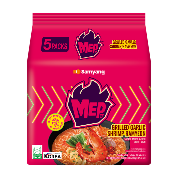 三養 - MEP香烤蒜蓉蝦湯麵(5包裝) 80g x5 **包裝可能有所不同** 到期日29/04/2026