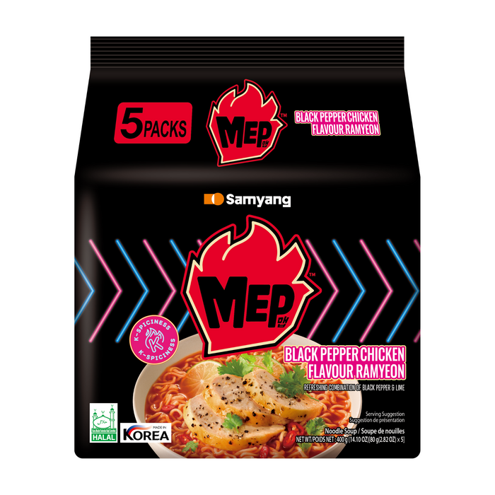 三養 - MEP黑胡椒鷄肉味湯麵(5包裝) 80g x5 **包裝可能有所不同** 到期日29/04/2026或之後