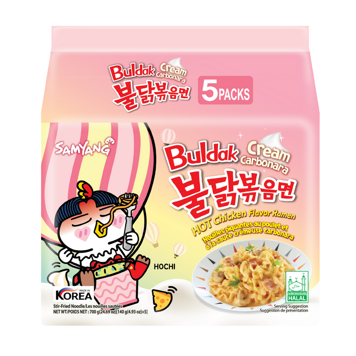 三養 - 辣雞卡邦尼忌廉奶油味撈麵 (5包裝) 140g x5 **包裝可能有所不同** 到期日 30/01/2026或之後