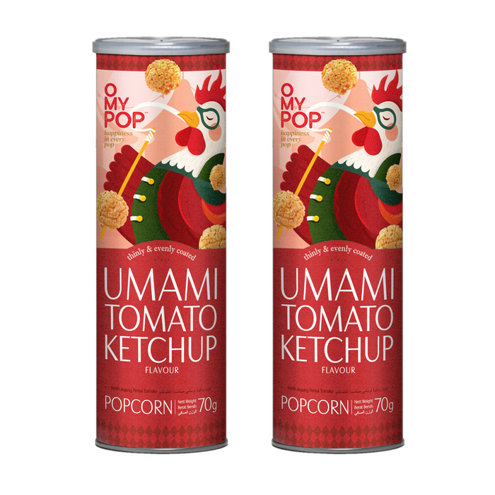 Omypop - 【2筒裝】蕃茄味爆谷 70克 x2 (紅色) **包裝可能有所不同** 最佳食用期 12/03/2026 或之後