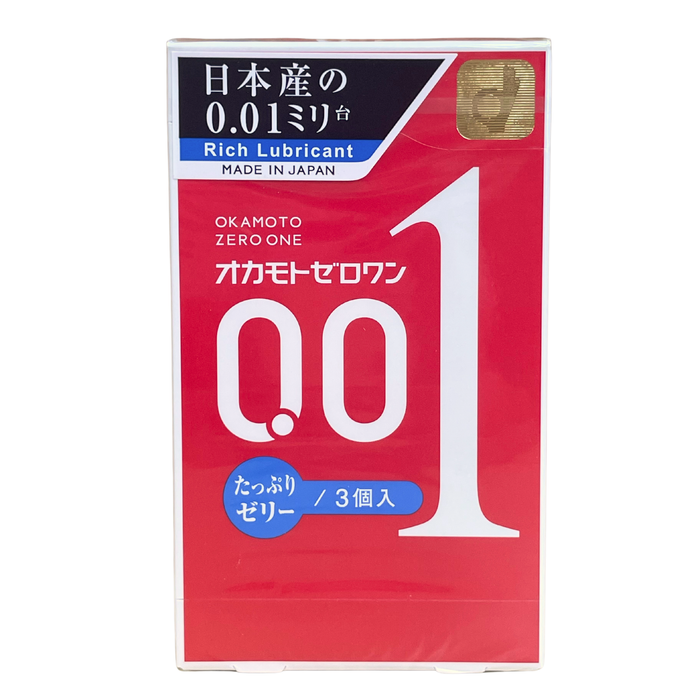 岡本 - 0.01 極限超薄 潤滑劑加量 安全套 3片入 【平行進口】