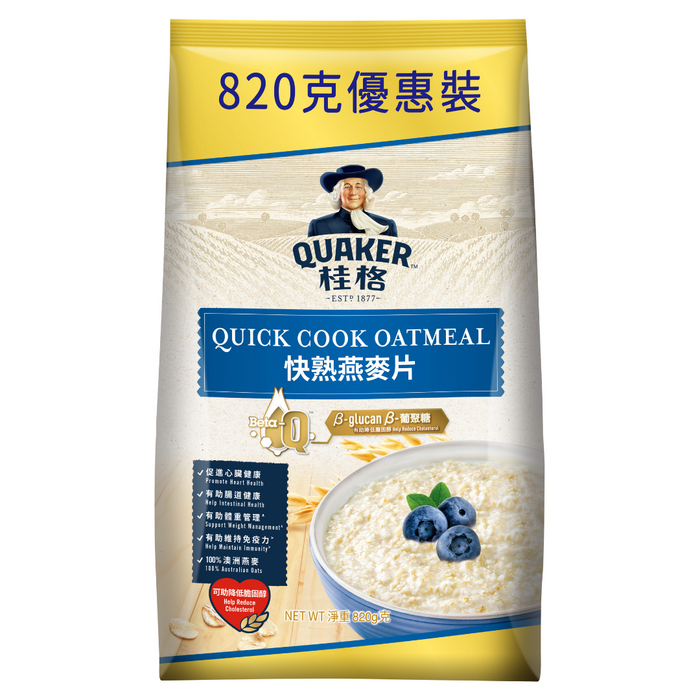 桂格 - 快熟燕麥片袋裝 820克 (藍袋) **此日期前最佳 8/10/2026**