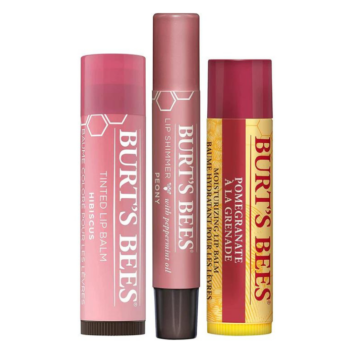 BURT'S BEES - 保濕潤唇系列套裝 (紅石榴4.25g + 牡丹花2.55g + 大紅花4.25g) **香港行貨**