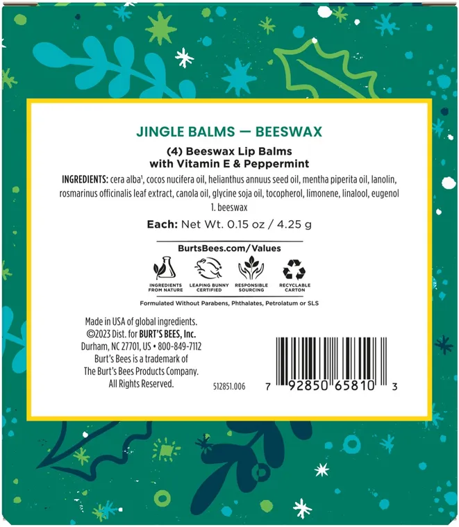 Burt's Bees Jingle Balms Lip Balm Holiday Gift Set 蜜蜡四重奏套装(蜜蜡润唇膏4支)