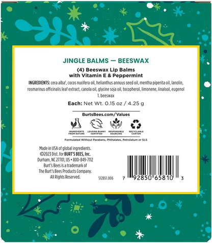 Burt's Bees Jingle Balms Lip Balm Holiday Gift Set 蜜蜡四重奏套装(蜜蜡润唇膏4支)