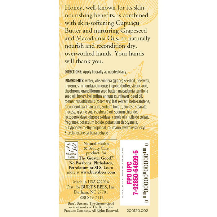 Burt's Bees Honey and Grapeseed Hand Cream 73.7g BB30
