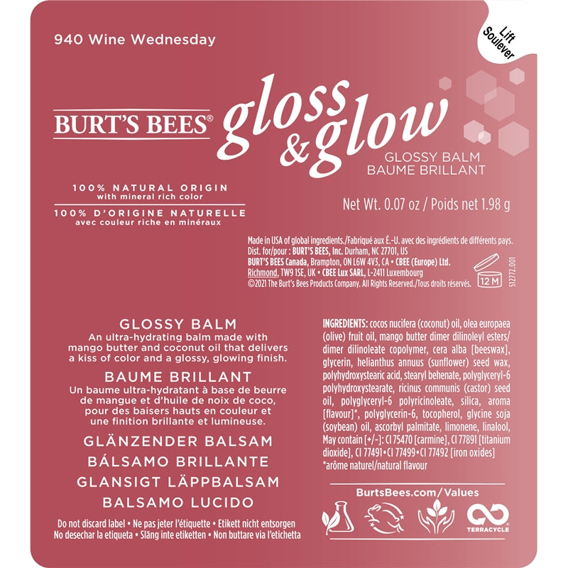 Burt's Bees Wine Wednesday 透亮润唇膏- 醇美酒红1.98g