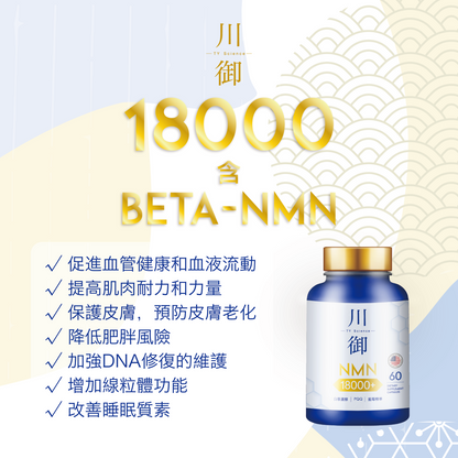 【時光穿越的秘密】川御加強版 NMN 18000+ 60粒/樽